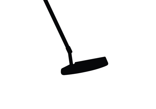 Golf putter silhouette. The image shows a black silhouette of a golf putter, a club used for short, precise strokes on the green. Vector clipart illustration design.