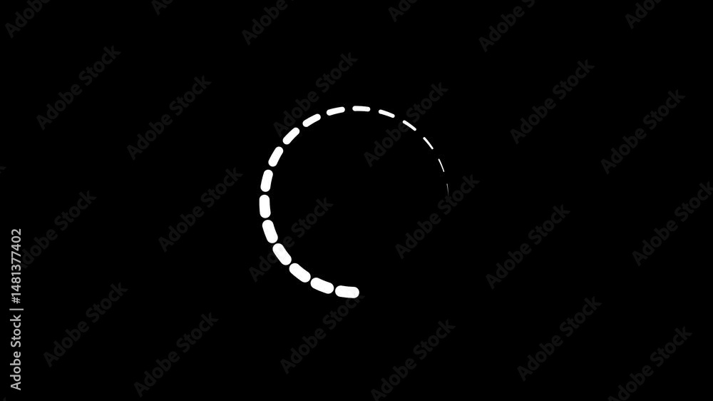 Poster circle loading or progress bar animation. animated white circle segment forming dotted line animatio