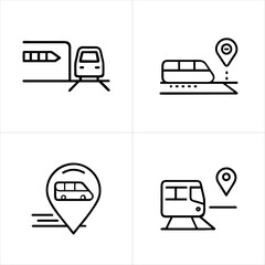 Train Station Nearby Transport Access icon set