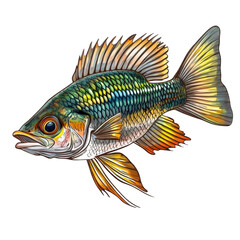 Fototapeta premium Illustration of a colorful fish with detailed scales and fins on isolate background