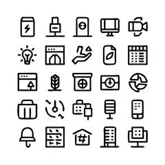 Energy saving and efficiency editable stroke outline icons set isolated on white background flat vector illustration. Alternative energy sources vector linear icons set. Ecology renewable energy .