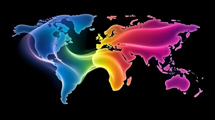 World map with vibrant color gradients