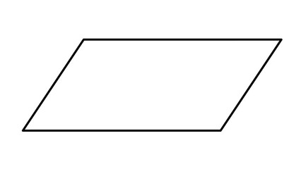 Parallelogram in mathematics. parallelogram line vector icon. Geometric Shapes for preschool or primary school children. Can be used for web, logo, mobile app, UI,UX. parallelogram on white background