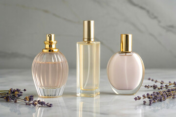 Perfume Mockup on Marble with Lavender