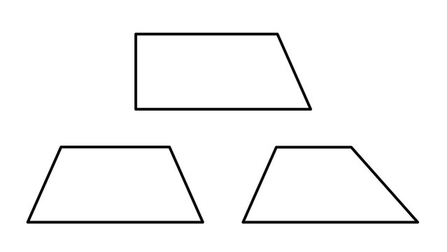 Collection of trapezoid or trapezium shapes outline. Isosceles, right-angled, and scalene trapezoid. Geometric shapes for preschool or elementary school children. Can be used for web, logo, mobile app