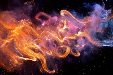 Fototapeta premium Abstract swirling fiery light trails and smoke