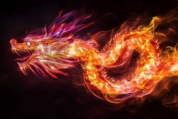Fiery Dragon Form Abstract Art Image