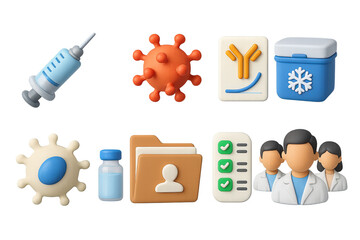 Healthcare and medical icons set – 3d, filled, health and wellness symbols