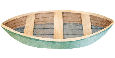 Watercolor Wooden Boat Clipart