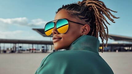 Stylish woman outdoors in sunglasses