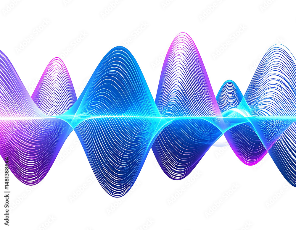 Poster abstract representation of sound waves with vibrant colors. dynamic and flowing lines create a sense