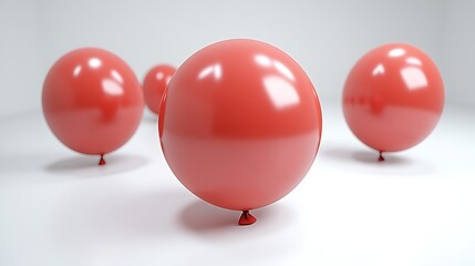 Three glossy red balloons