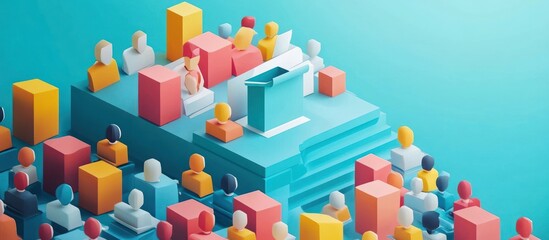 Meeting in colorful 3D