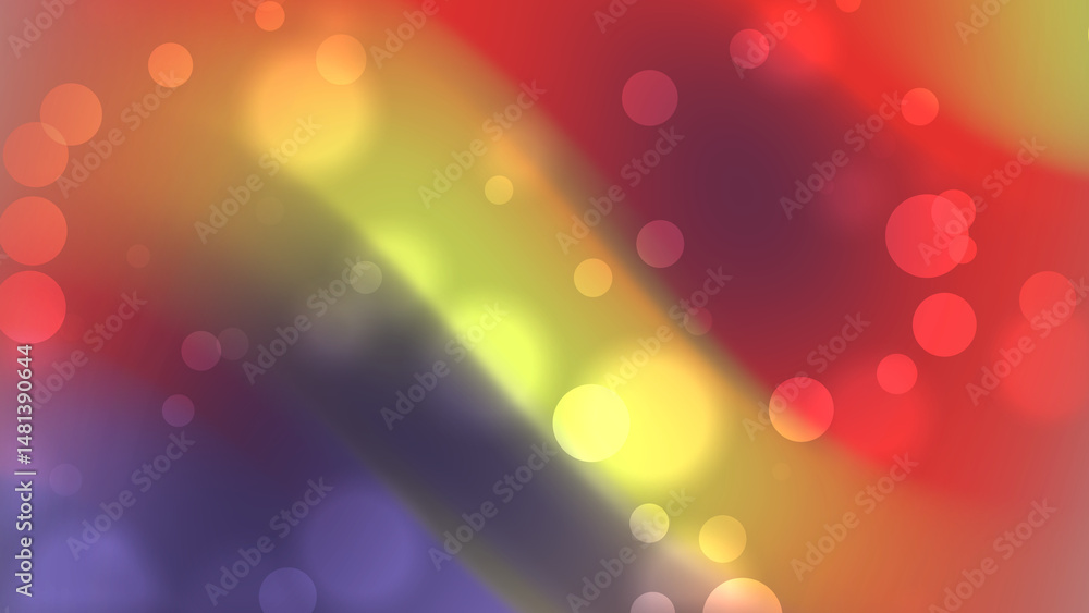 Poster dynamic abstract design featuring flowing vibrant colors and soft, circular highlights.