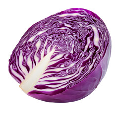 Half-cut purple cabbage Isolated White Background