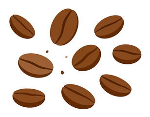 Coffee beans scattered on a dark background