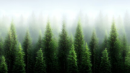Fototapeta premium Forest Trees in Misty Environment