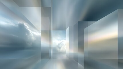 Fototapeta premium Intricate Close-up of Frosted Glass with Fragmented Geometric Shapes Creating a Modern Aesthetic for Innovative Interiors