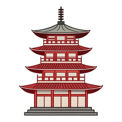 Vibrant illustration of a traditional japanese pagoda showcasing architecture and cultural heritage