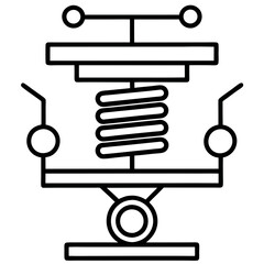 Mechanical Spring Compressor Icon, Engineering Tool Symbol, Industrial Equipment Line Art