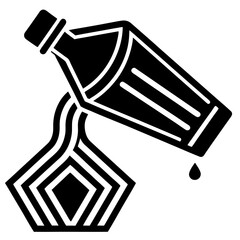 Shaker Bottle Pouring Liquid with Droplet Icon in Black and White