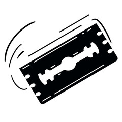 Black Razor Blade Icon with Motion Lines on White Background
