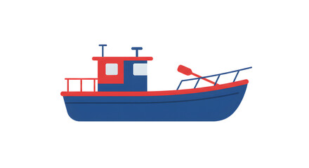 Obraz premium Blue and Red Boat with Oar Illustration