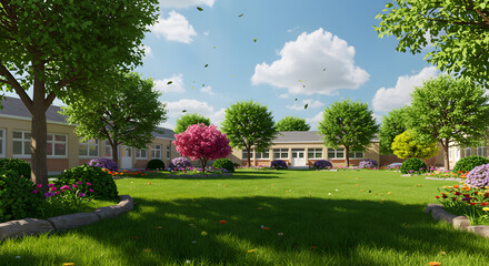 Naklejka premium Beautiful courtyard scene