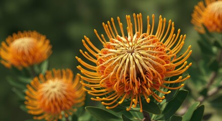 Obraz premium The enchanting beauty of Leucospermum flower showcasing unique needle-like petals