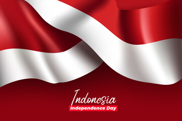 Indonesia realistic waving flag vector Independence Day banner
