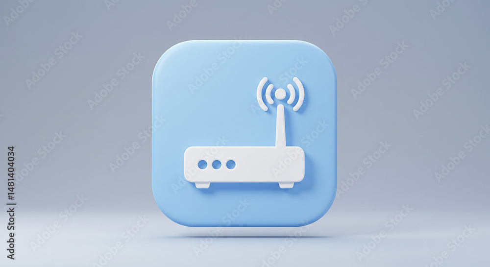 Aufkleber wifi router providing wireless internet access on blue app icon