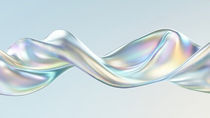 Naklejka premium Iridescent flowing silk wave abstract gentle pastel gradient background with soft delicate texture design