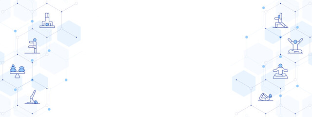 Yoga Banner Vector Illustration with Two-sided Icon Style. Line Duotone icon. Containing. yoga, pilates, balance, meditation