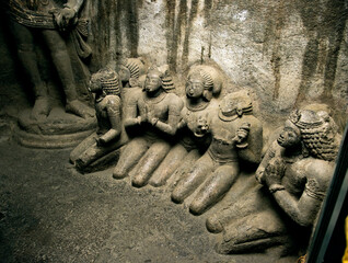 Statue of lord Buddha in Aurangabad Caves, India