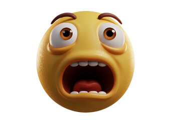 Screaming Emoji with Wide Eyes on Transparent Background