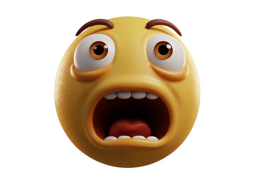 Screaming Emoji with Wide Eyes on Transparent Background