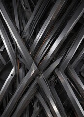 Obraz premium Sleek, intersecting metallic lines form abstract geometric patterns , futuristic, intersection