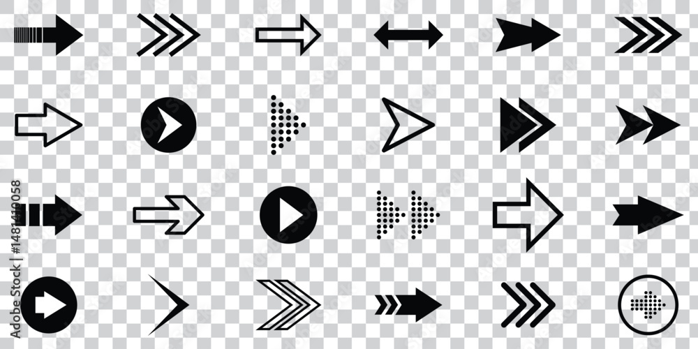 Poster arrow icon. mega set of vector arrows. black arrows icons. arrow vector collection. set different cu