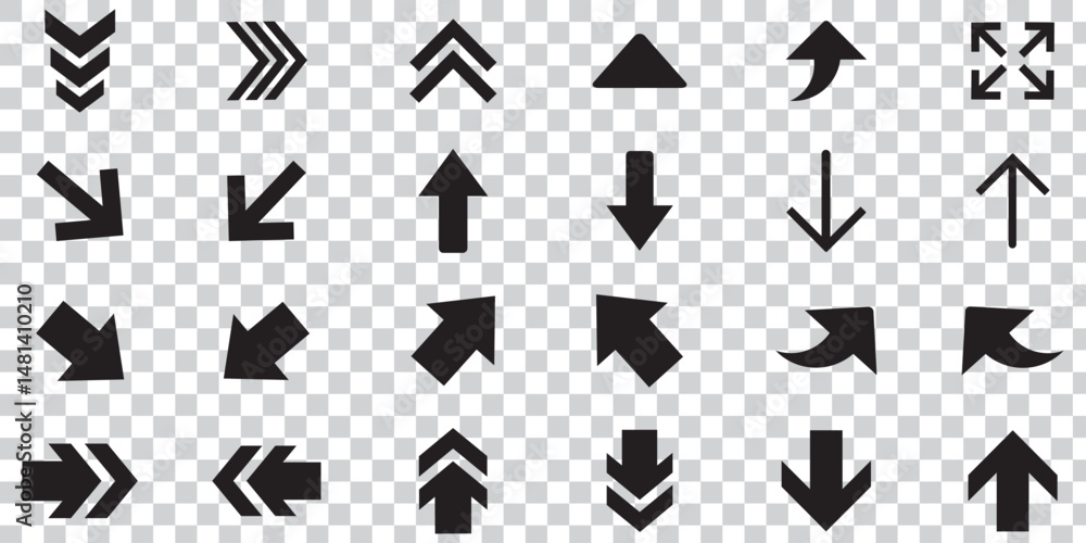 Poster arrow icon. mega set of vector arrows. black arrows icons. arrow vector collection. set different cu