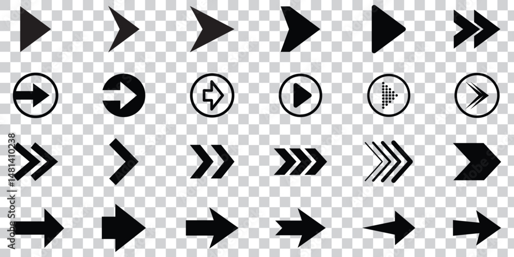 Poster arrow icon. mega set of vector arrows. black arrows icons. arrow vector collection. set different cu