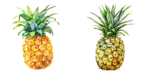 pineapple fruit watercolor vector illustration © Dar