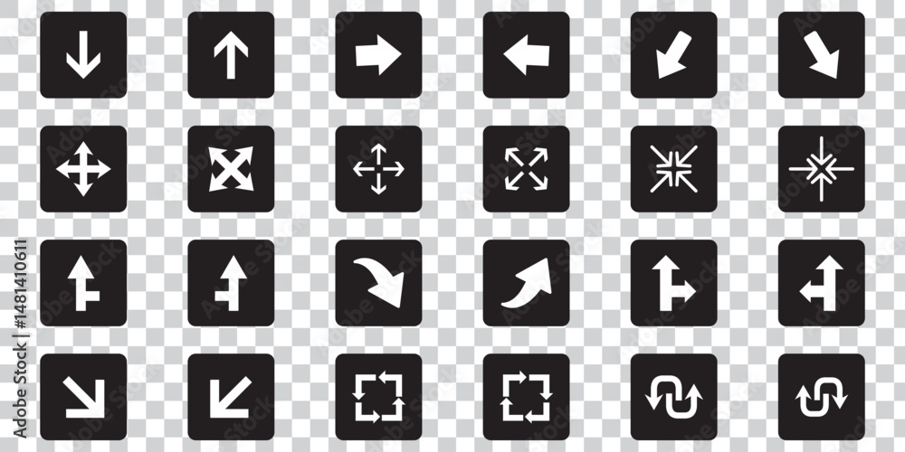 Poster set of new style black vector arrows isolated on white. arrow vector icon. arrows vector illustratio