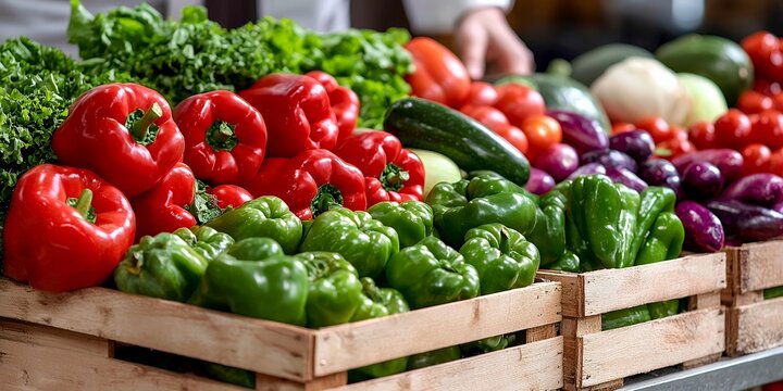 Fresh Vegetables Displayed in Wooden Crates