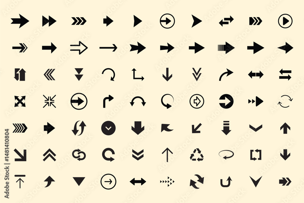 Poster arrows set. arrow icon collection. set different arrows or web design. arrow flat style isolated on 