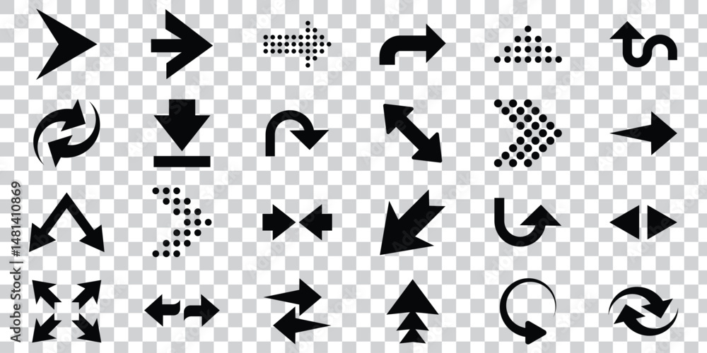 Poster arrows set. arrow icon collection. set different arrows or web design. arrow flat style isolated on 