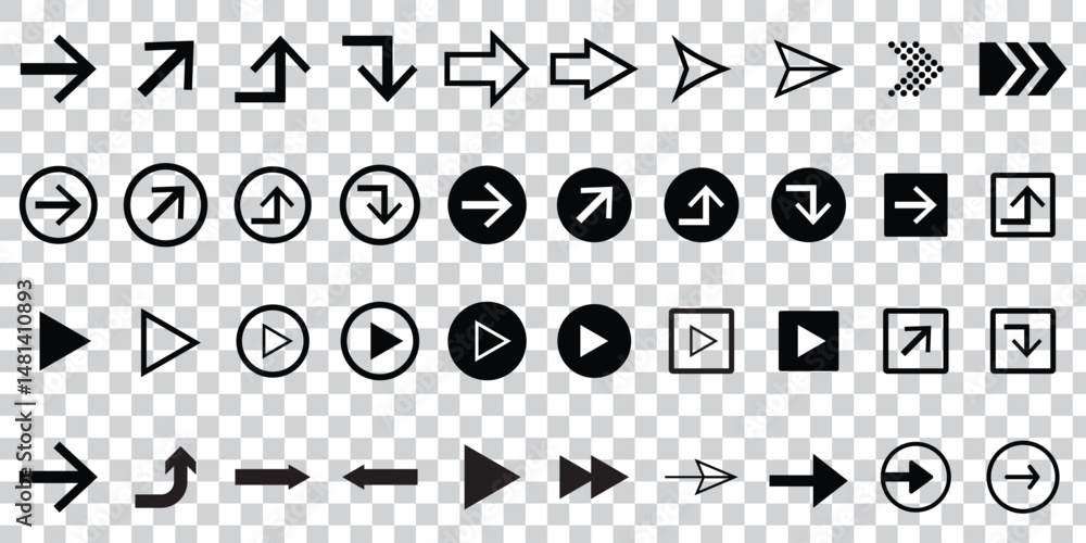 Poster arrows big black set icons. arrow icon. arrow vector collection. arrow. cursor. modern simple arrows