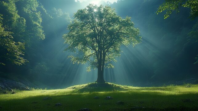 misty morning in the forest