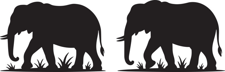 elephant silhouette vector, elephant outline, elephant clipart, elephant icon, wild elephant image, elephant black shape,