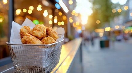 Fried Chicken in Basket on Street