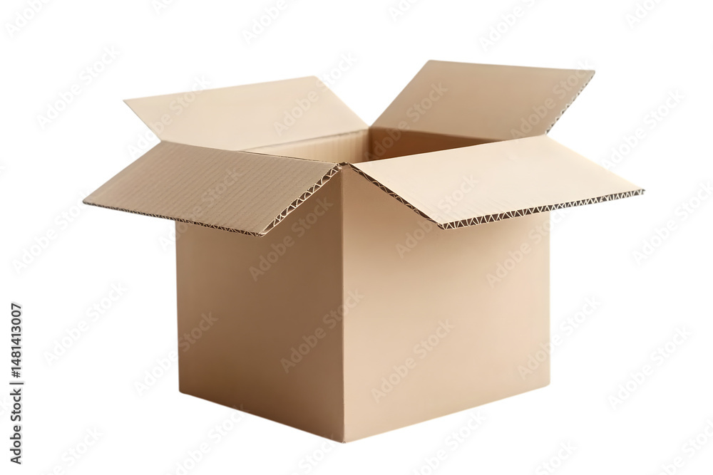 Aufkleber empty open cardboard box on a white background. package. isolate paper boxes. ai generated images